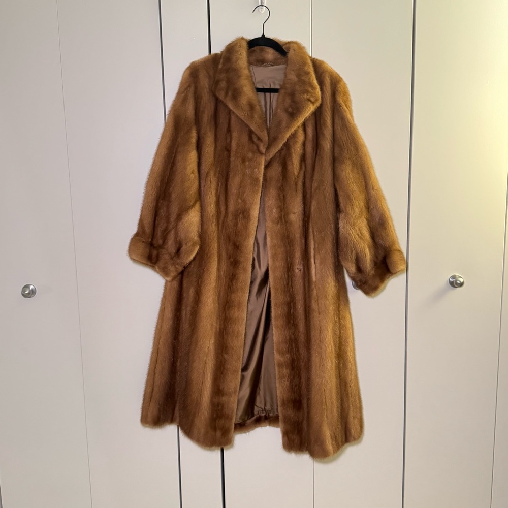 Vintage SAGA Mink Coat Mid Brown Full Length size M